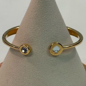 Kate Spade Spot The Spade White & Gold Hinge Open Cuff Bracelet
